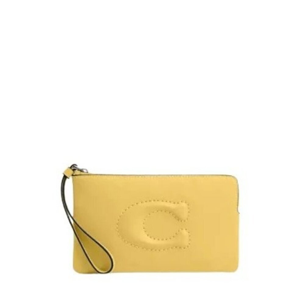 NWT Coach Large Corner Zip Wristlet Yellow Daisy